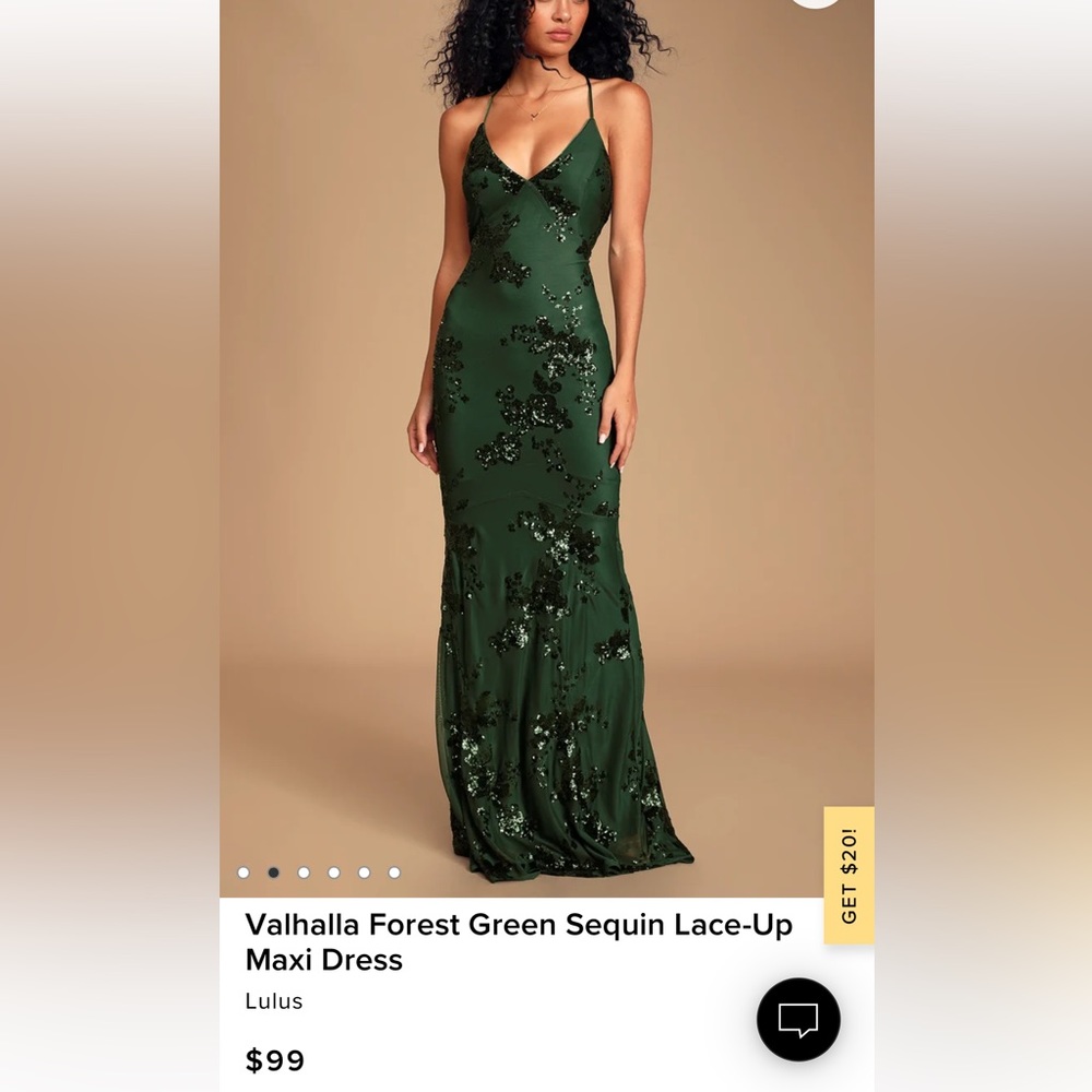 Lulus Valhalla Forest Green Sequin Lace-Up Maxi Dress - Size Medium